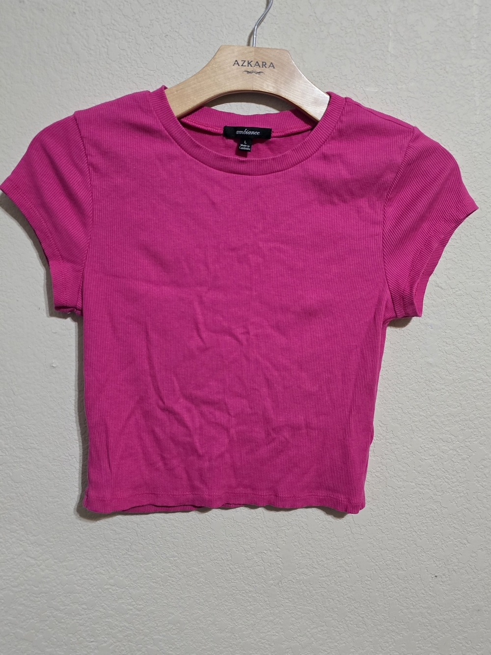 Ambiance Ribbed Crop Tee - Hot Pink